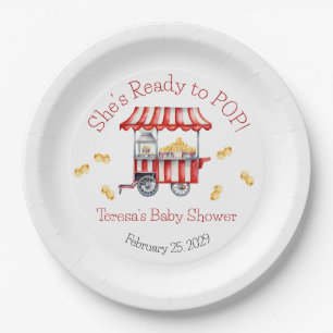 She's Ready to POP!  Popcorn Baby Shower Paper Plate