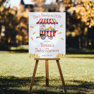 She's Ready to POP!  Popcorn Baby Shower Welcome Poster