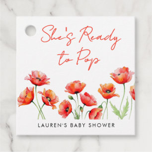 She's Ready To Pop Poppy Flower Spring Baby Shower Favour Tags