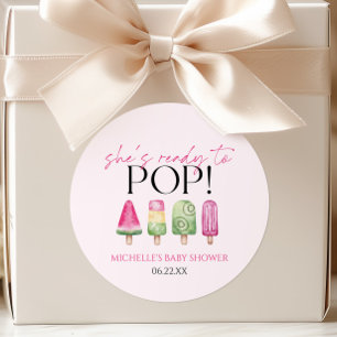 She's Ready To Pop! Popsicle Baby Shower Classic Round Sticker