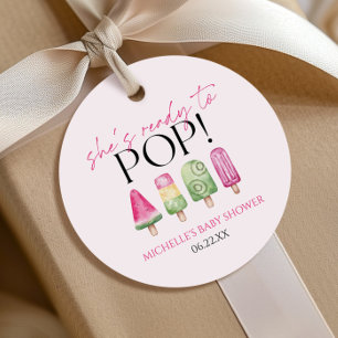 She's Ready To Pop! Popsicle Baby Shower Favour Tags