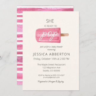 She's Ready to Pop Popsicle Baby Shower Invitation