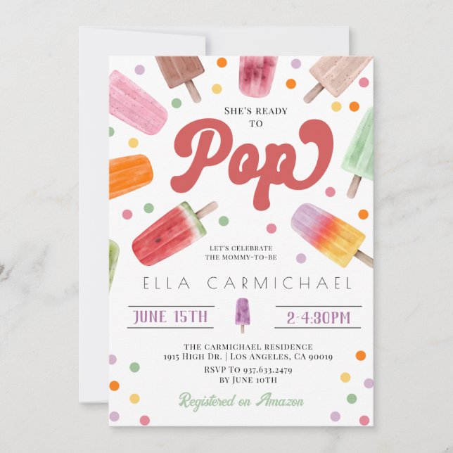 She's Ready to Pop Popsicle Baby Shower Invitation (Front)