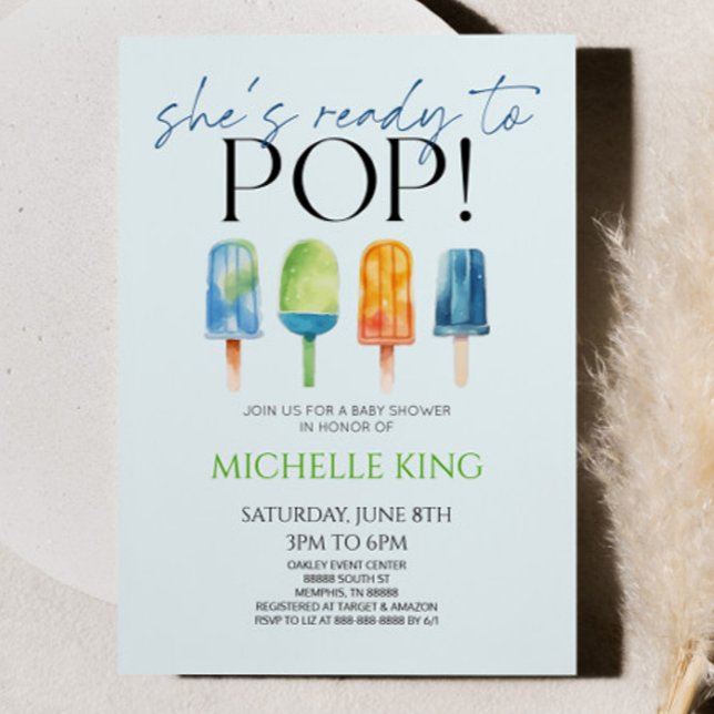 She's Ready To Pop! Popsicle Baby Shower Invitation (Creator Uploaded)