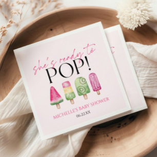 She's Ready To Pop! Popsicle Baby Shower Napkin