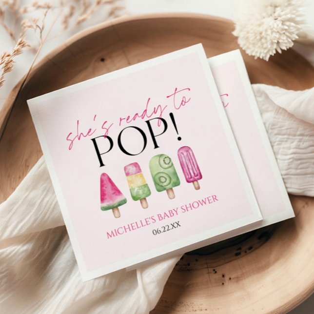 She's Ready To Pop! Popsicle Baby Shower Napkin (Creator Uploaded)