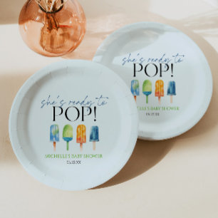 She's Ready To Pop! Popsicle Baby Shower Paper Plate