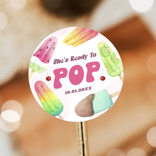 She's Ready To Pop Popsicle Baby Shower Sticker (Creator Uploaded)