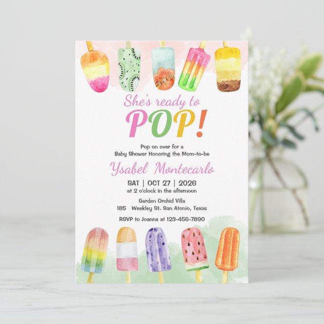 She's Ready To Pop Popsicle Invitation (Standing Front)