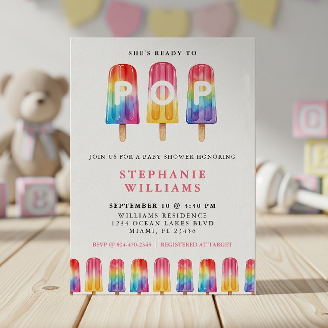 She's Ready To Pop Popsicle Summer Baby Shower Invitation (She's Ready To Pop Popsicle Summer Baby Shower Invitation
)