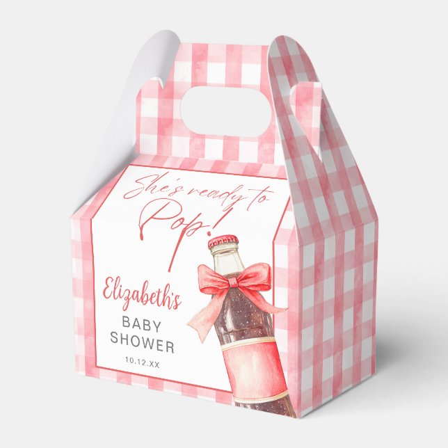 She's Ready To Pop Red Bow Baby Shower Favour Box (Front Side)
