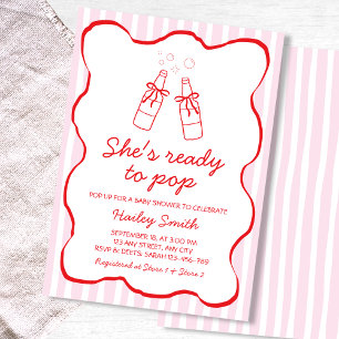 She's Ready To Pop Red Soda Bottle Baby Shower Invitation