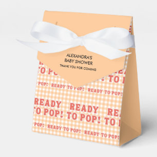 Shes Ready to Pop Retro Orange Gingham Thank you Favour Box