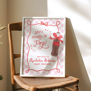 She's Ready to Pop Retro Soda Girls Baby Shower Poster