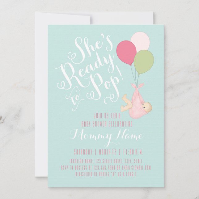 She's Ready To Pop! Shower Invitation (Front)