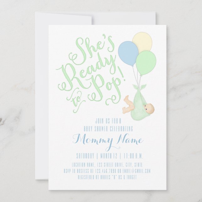 She's Ready To Pop! Shower Invitation (Front)