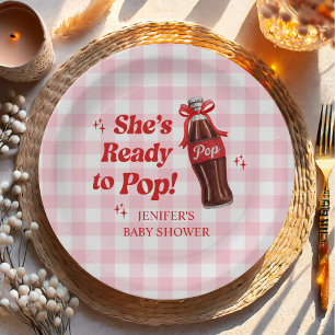 She's Ready to Pop Soda Baby Shower Paper Plate