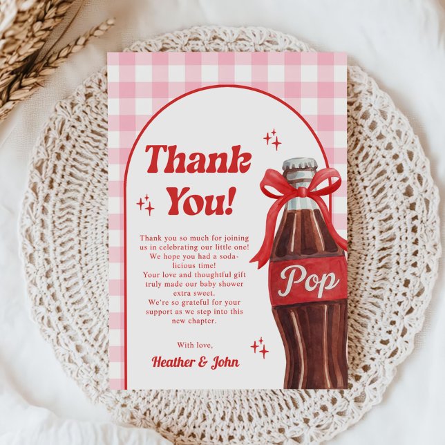 She's Ready to Pop Soda Baby Shower Thank You Card (Creator Uploaded)