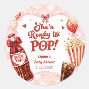 She's Ready to Pop Soda Baby Shower Thank You Classic Round Sticker