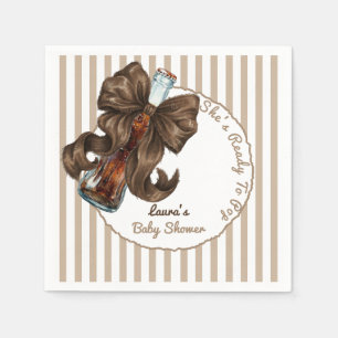 She's Ready To Pop Soda Bow Baby Shower Napkin