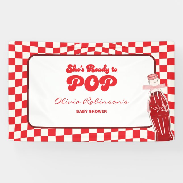 She's ready to pop soda cola baby shower  banner (Horizontal)