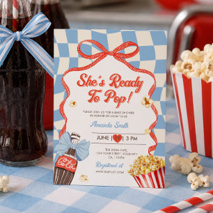 She's Ready To Pop Soda Cola Retro Baby Shower Invitation