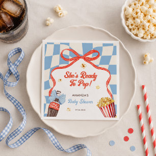 She's Ready To Pop Soda Cola Retro Baby Shower Napkin