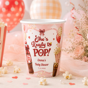 She's Ready to Pop Soda Gingham Baby Shower Paper Cups