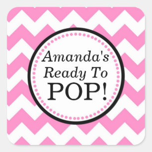 She's Ready to Pop Square sticker - Chevron Design