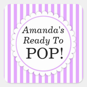 She's Ready to Pop Square sticker - Purple Stripes