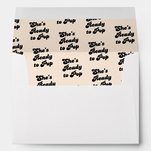 She's Ready to Pop Typography Pattern Black Cream Envelope (Back (Bottom))
