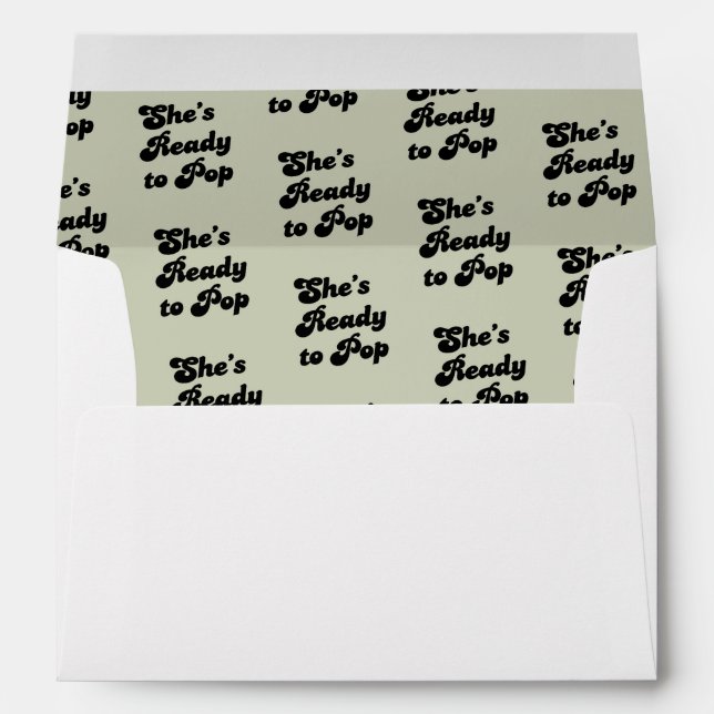 She's Ready to Pop Typography Pattern Black Green Envelope (Back (Bottom))