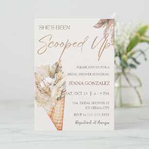 She's Scooped Up Boho Ice Cream Bridal Shower Invitation
