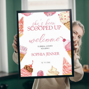 She's Scooped Up Ice Cream Bridal Shower Welcome Poster
