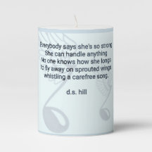 "She's so Strong" poem on candle