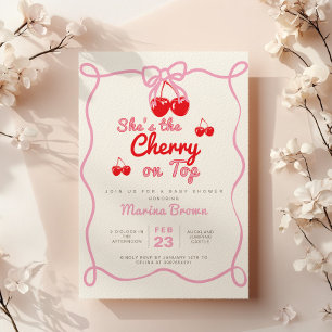 She's the cherry on top baby shower invitation