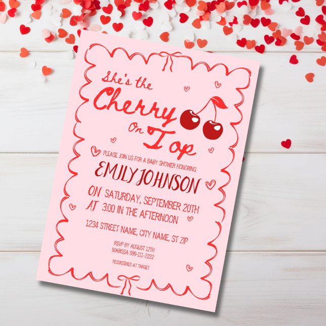 She's the Cherry on Top Baby Shower Invitation (Creator Uploaded)