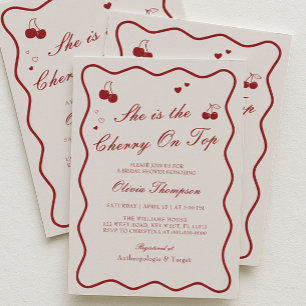She's The Cherry On Top Bridal Shower Invitation