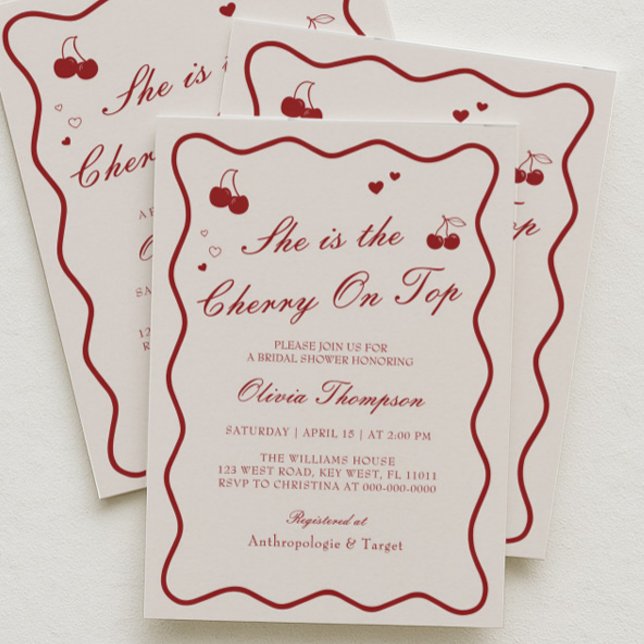 She's The Cherry On Top Bridal Shower Invitation (Creator Uploaded)