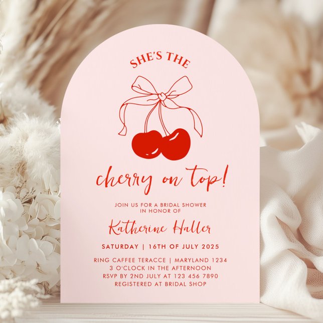 She's the Cherry on Top Bridal Shower Invitation (Creator Uploaded)