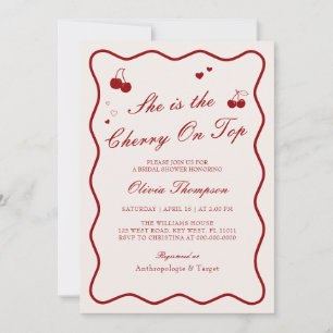 She's The Cherry On Top Bridal Shower Invitation