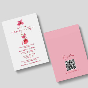 She's the Cherry on Top Bridal Shower QR Registry Invitation