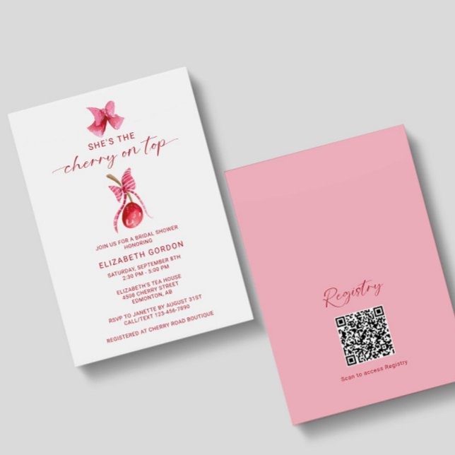She's the Cherry on Top Bridal Shower QR Registry Invitation (Creator Uploaded)