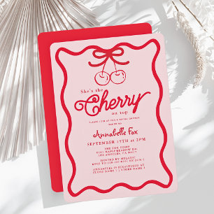 She's the Cherry on Top Hand-drawn Bridal Shower Invitation
