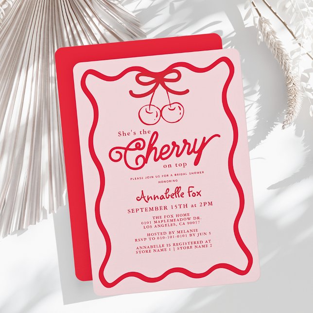 She's the Cherry on Top Hand-drawn Bridal Shower Invitation (Creator Uploaded)