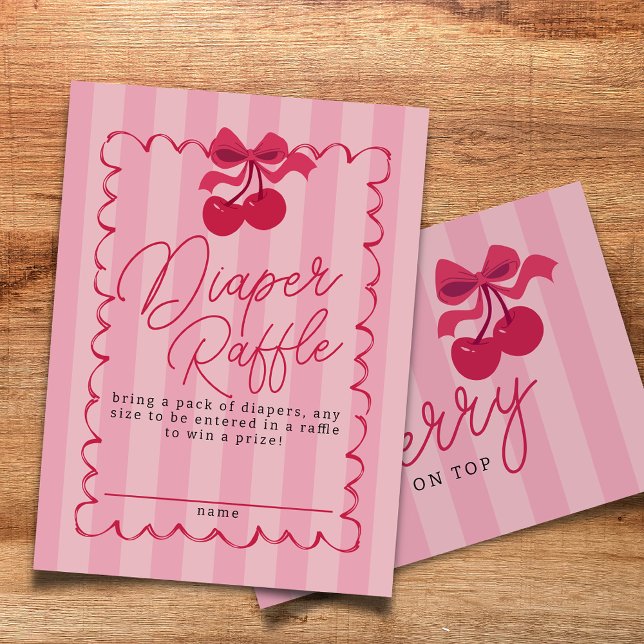 She's the Cherry on Top Pink Baby Diaper Raffle Enclosure Card (Creator Uploaded)