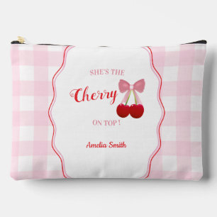 She's The Cherry On Top Pink Bow Bridal Shower  Accessory Pouch