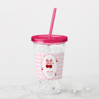 She's The Cherry On Top Pink Bow Bridal Shower Acrylic Tumbler