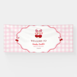 She's The Cherry On Top Pink Bow Bridal Shower Banner