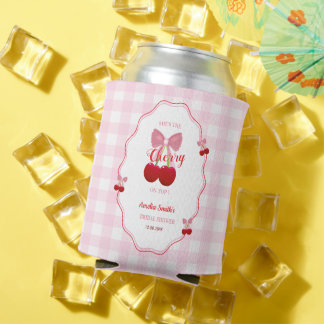 She's The Cherry On Top Pink Bow Bridal Shower Can Cooler
